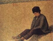 The small Peasant sat on the lawn of the Pasture, Georges Seurat